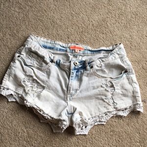 Lace jean shorts